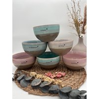 Müslischale - Personalisiert Perfektes Geschenk Küchenzubehör Geschirr Schale Bunt Steinzeug Frühstück Schüssel Suppe von Letsburnshop