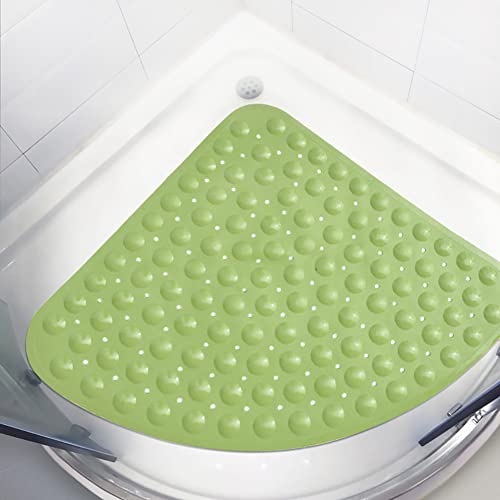 Letshop Duschmatte rutschfest Badematte Anti Rutsch Matte Antibakteriell Viertelkreis Badewannenmatten Dreieck-Massage mit Ablaufloch für Viertelkreis-Dusche oder Badewanne (54x54cm/65x65cm) von Letshop