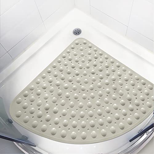 Letshop Duschmatte rutschfest Badematte Anti Rutsch Matte Antibakteriell Viertelkreis Badewannenmatten Dreieck-Massage mit Ablaufloch für Viertelkreis-Dusche oder Badewanne (54x54cm/65x65cm) von Letshop