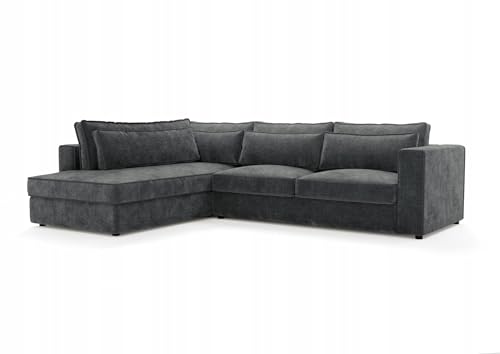 Letsit Ecksofa Caldea L Cremona Links Freistehendes Loungesofa Bequemes Ecksofa zum Entspannen Schmutzabweisend Für Wohnzimmer Schlafzimmer Anthrazit von Letsit Sofa