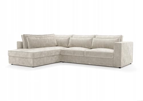 Letsit Ecksofa Caldea L Cremona Links Freistehendes Loungesofa Bequemes Ecksofa zum Entspannen Schmutzabweisend Für Wohnzimmer Schlafzimmer Beige von Letsit Sofa