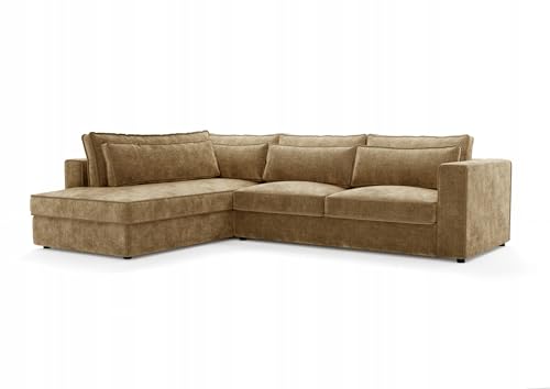 Letsit Ecksofa Caldea L Cremona Links Freistehendes Loungesofa Bequemes Ecksofa zum Entspannen Schmutzabweisend Für Wohnzimmer Schlafzimmer Braun von Letsit Sofa