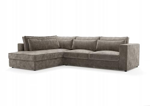 Letsit Ecksofa Caldea L Cremona Links Freistehendes Loungesofa Bequemes Ecksofa zum Entspannen Schmutzabweisend Für Wohnzimmer Schlafzimmer Dunkelgrau von Letsit Sofa