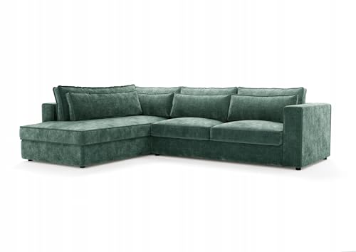 Letsit Ecksofa Caldea L Cremona Links Freistehendes Loungesofa Bequemes Ecksofa zum Entspannen Schmutzabweisend Für Wohnzimmer Schlafzimmer Grün von Letsit Sofa