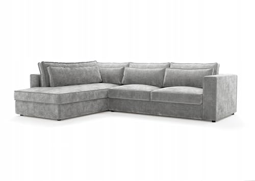 Letsit Ecksofa Caldea L Cremona Links Freistehendes Loungesofa Bequemes Ecksofa zum Entspannen Schmutzabweisend Für Wohnzimmer Schlafzimmer Hellgrau von Letsit Sofa