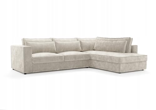 Letsit Ecksofa Caldea L Cremona Rechte Freistehendes Loungesofa Bequemes Ecksofa zum Entspannen Schmutzabweisend Für Wohnzimmer Schlafzimmer Beige von Letsit Sofa