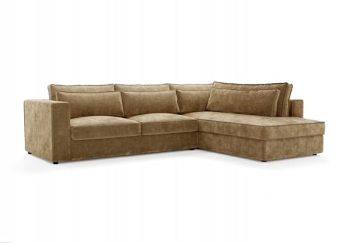 Letsit Ecksofa Caldea L Cremona Rechte Freistehendes Loungesofa Bequemes Ecksofa zum Entspannen Schmutzabweisend Für Wohnzimmer Schlafzimmer Braun von Letsit Sofa