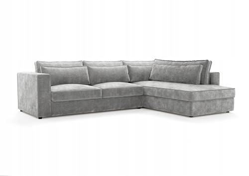 Letsit Ecksofa Caldea L Cremona Rechte Freistehendes Loungesofa Bequemes Ecksofa zum Entspannen Schmutzabweisend Für Wohnzimmer Schlafzimmer Hellgrau von Letsit Sofa