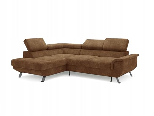 Letsit Ecksofa Siena L Raven Links Freistehendes Loungesofa Bequemes Ecksofa mit Schlaffunktion Schmutzabweisend Für Wohnzimmer Schlafzimmer Braun von Letsit Sofa