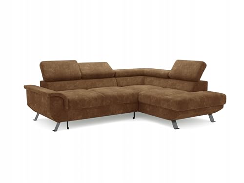 Letsit Ecksofa Siena L Raven Rechts Freistehendes Loungesofa Bequemes Ecksofa mit Schlaffunktion Schmutzabweisend Für Wohnzimmer Schlafzimmer Braun von Letsit Sofa