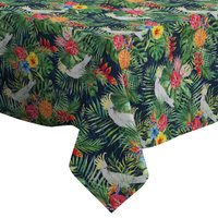 Handgemachte Dekorative Tischdecke, Grüne Palmenblätter, Weißer Kakadu-Druck, Rechteckig/Quadratisch, Wohndekor-stoff von Letsstartwith1