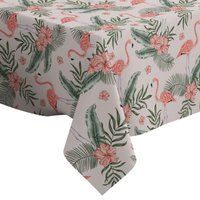 Handgemachte Dekorative Tischdecke, Pink Flamingo Palmen Blätter Hibiskus Print, Rechteck/ Quadratisch, Dekoration Stoff von Letsstartwith1
