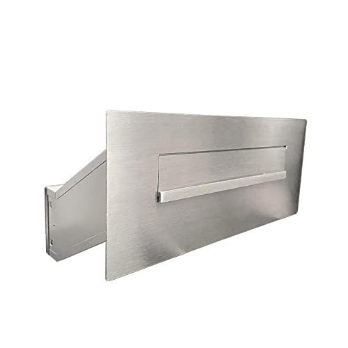 Flat Design Edelstahl Mauerdurchwurf Briefkasten DX-041 (Tiefe: 23-38 cm) - LETTERBOX24.de ohne Namensschild von Letterbox24