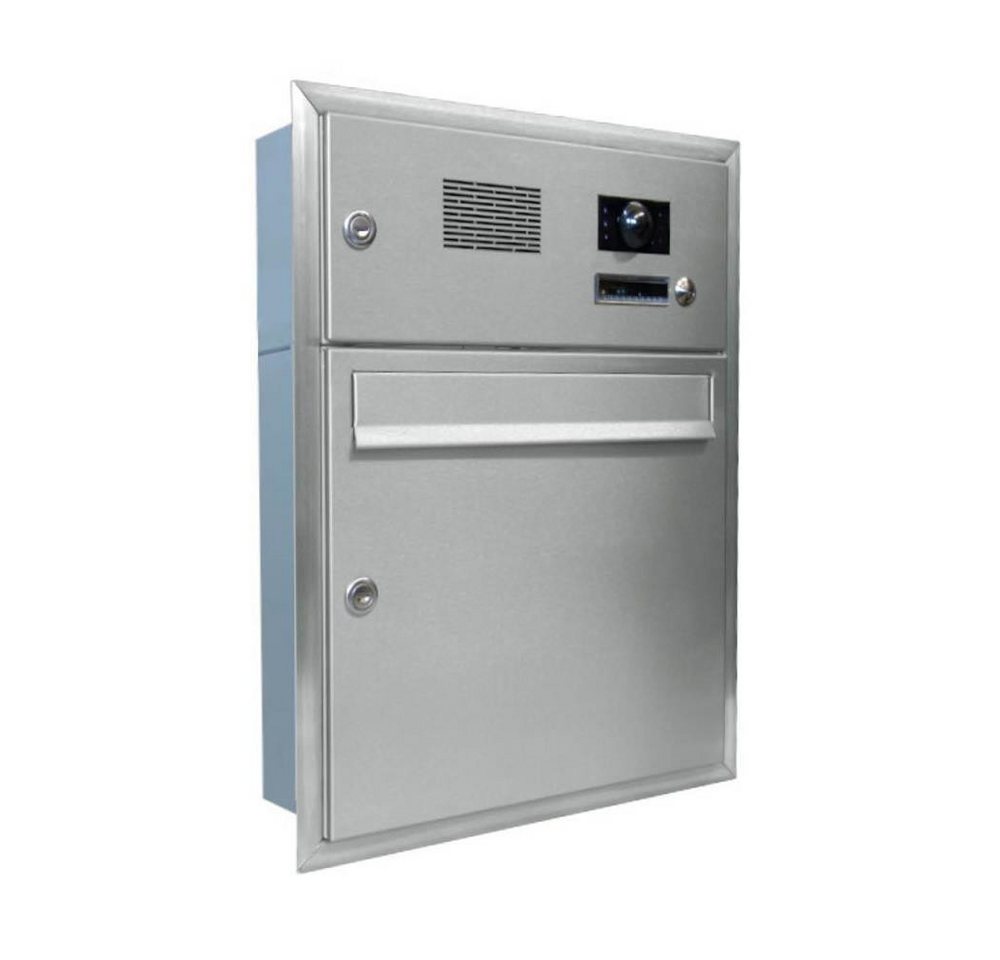 Letterbox24 Briefkasten A-01 Edelstahl Unterputz Briefkasten mit Kamera & Systemzentrale (ABB Busch-Jäger Audiomodul 83110 + Kameramodul 83501-101), mit BJ Systemzentrale Mini 83301 von Letterbox24