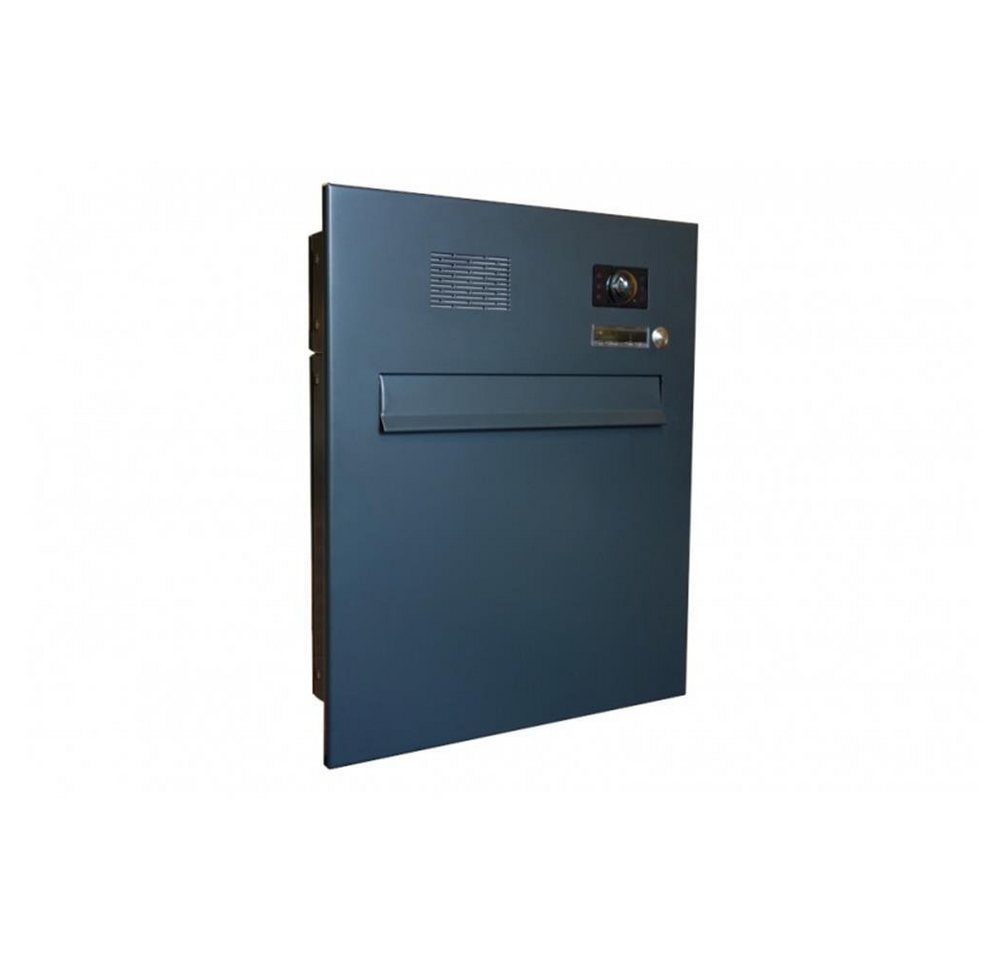 Letterbox24 Briefkasten A-04 Kamera Durchwurfbriefkasten mit Systemzentrale in RAL 7016 (ABB Busch-Jäger Audiomodul 83110 + Kameramodul 83501-101), mit BJ Systemzentrale Mini 83301 von Letterbox24