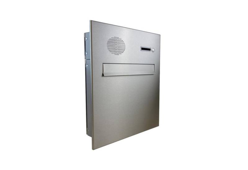 Letterbox24 Briefkasten A-046 Edelstahl Durchwurfbriefkasten mit B&J Gegensprechanlage in weiß (BJ Systemzentrale Mini 83301, 83110-500 Audio-Integrationseinheit), BJ-83210-AP-624 Innenstation Audio von Busch-Jaeger weiß von Letterbox24