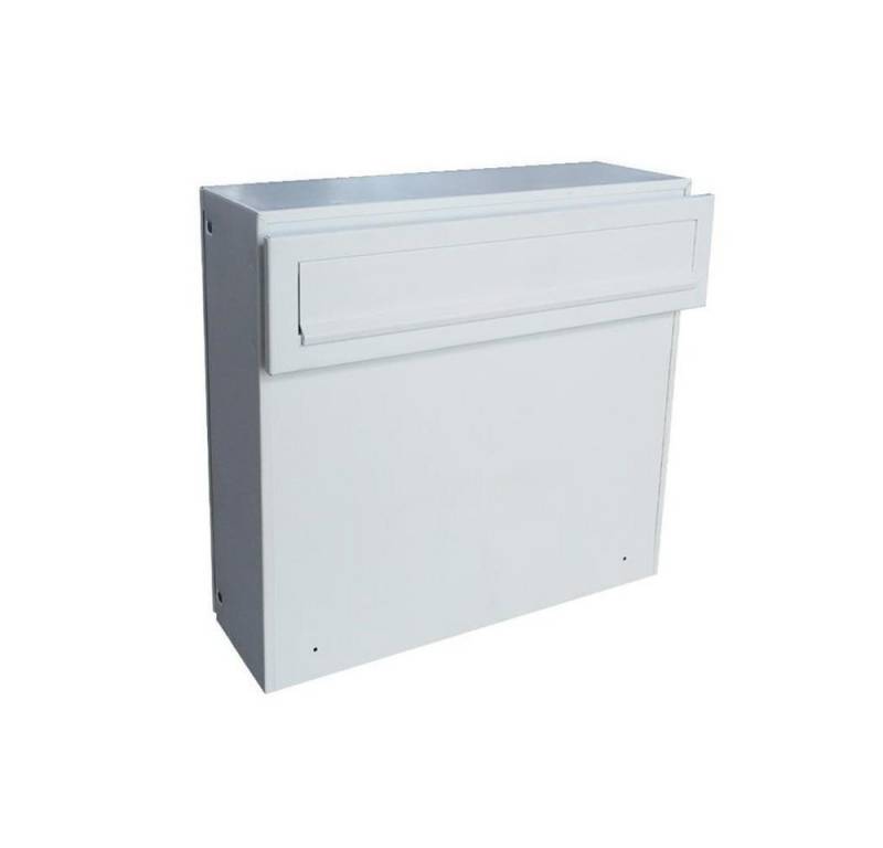 Letterbox24 Briefkasten A-050 Zaun Durchwurf Briefkasten in Weiß RAL 9016 (Montage für Zaun und Tor mit durchgängen Material (o. Latten, Stäbe) von Letterbox24