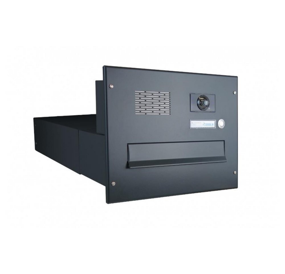 Letterbox24 Briefkasten BV-Serie Kamera Mauerdurchwurf Briefkastenanlage in RAL (Klingel, Sprechsieb, Busch-Jäger Kamera- + Audiomodul + Systemzentrale), mit Video-Innenstation Video 7'' in weiß + AMDose - BK R7016 von Letterbox24