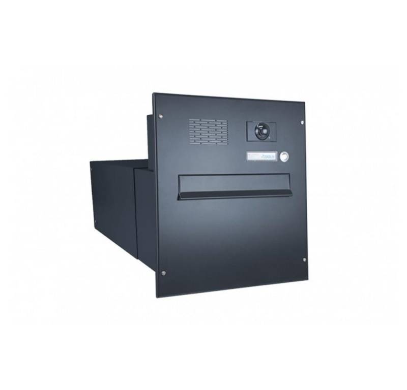 Letterbox24 Briefkasten B-242 XXL Kamera Durchwurfbriefkasten in RAL 7016 mit Video 7 + AP (Klingel, Sprechsieb, Busch-Jäger Kamera- + Audiomodul + Systemzentrale) von Letterbox24