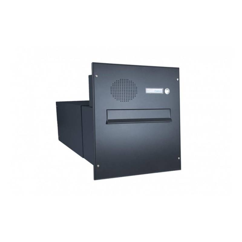 Letterbox24 Briefkasten B-242 XXL Mauerdurchwurf Briefkasten mit Sprechsieb (Tiefe: 39-62 cm) (Sprechsieb) von Letterbox24