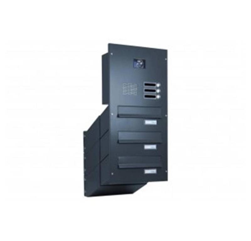 Letterbox24 Briefkasten DV-Serie Kamera Durchwurfbriefkastenanlage in RAL (Klingel, Sprechsieb, Busch-Jäger Kamera- + Audiomodul + Systemzentrale), mit Video-Innenstation Video 5'' Touch-Display in schwarz - BK R7016 von Letterbox24