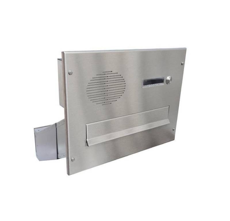 Letterbox24 Briefkasten D-041 Edelstahl Durchwurfbriefkasten & ABB Gegensprechanlage (1 Klingeltaster, Sprechsieb, mit ABB Gegensprechanlage Komplett-Set) von Letterbox24