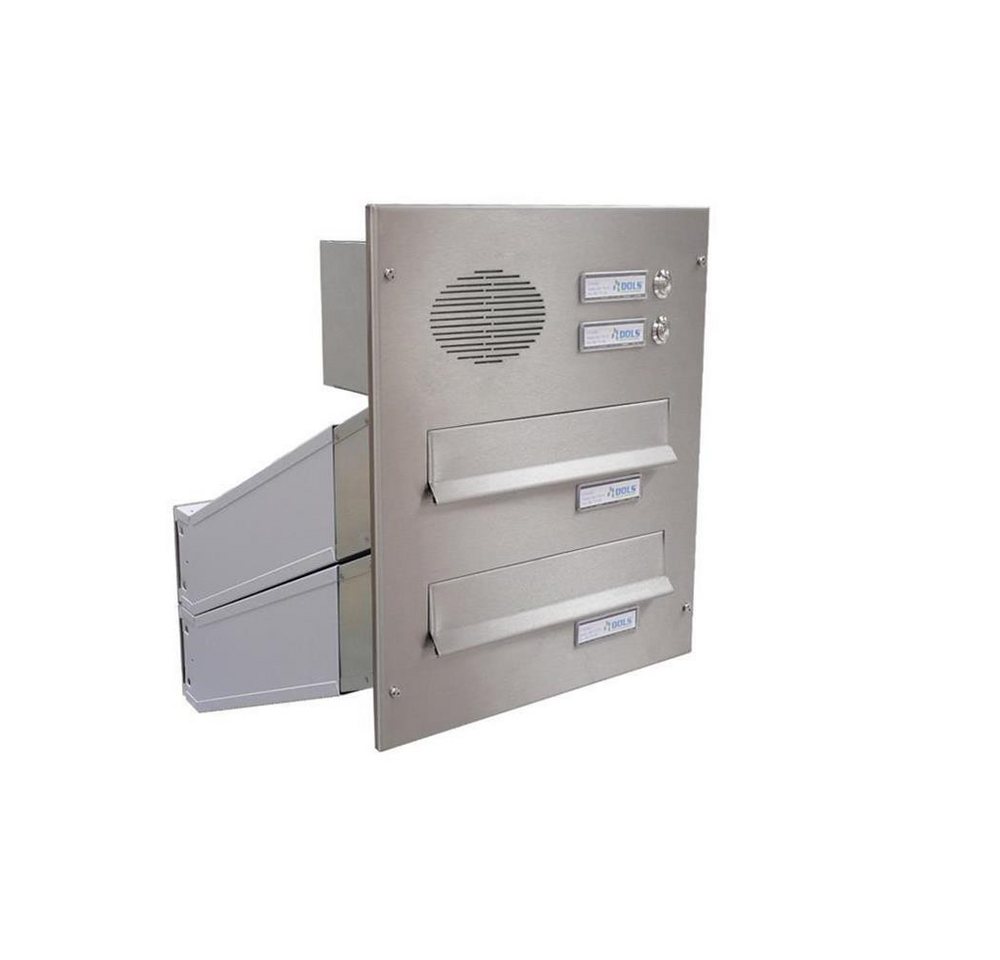 Letterbox24 Briefkasten DV-Serie Edelstahl Durchwurfbriefkasten mit Sprechsieb (2 x Briefkasten, 2 Klingel, Sprechsieb), Busch-Jäger Gegensprechanlage-Set in anthrazit von Letterbox24