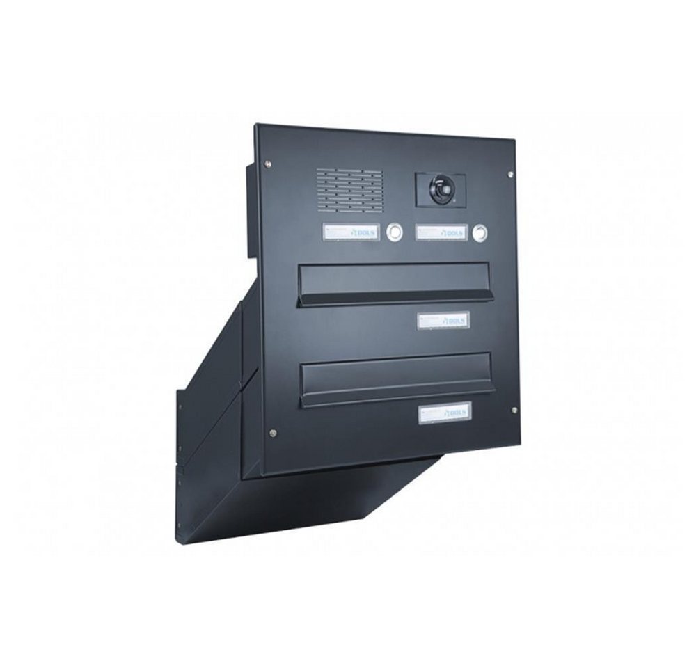 Letterbox24 Briefkasten DV-Serie Kamera Durchwurfbriefkastenanlage in RAL (Klingel, Sprechsieb, Busch-Jäger Kamera- + Audiomodul + Systemzentrale), mit Video-Innenstation 4.3 WLAN in weiß - Briefkasten in RAL 9005 von Letterbox24