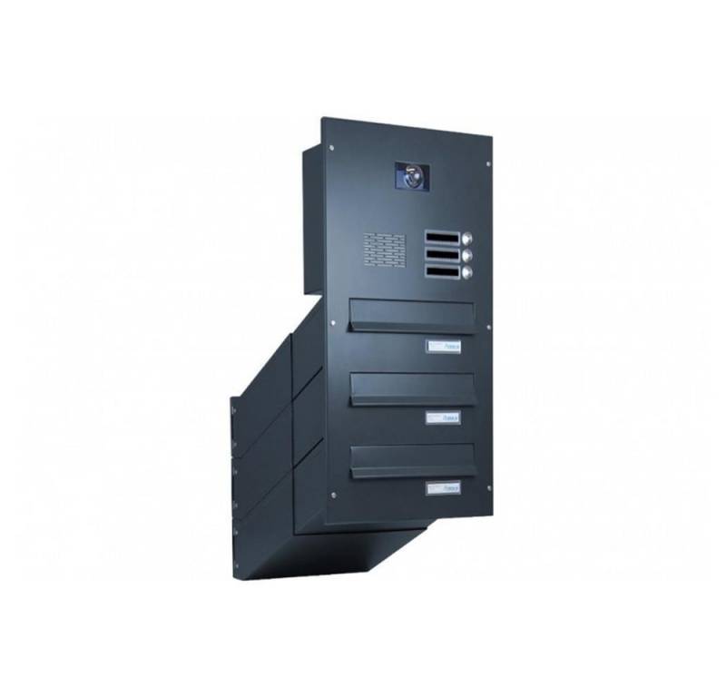 Letterbox24 Briefkasten DV-Serie Kamera Durchwurfbriefkastenanlage in RAL (Klingel, Sprechsieb, Busch-Jäger Kamera- + Audiomodul + Systemzentrale), mit Video-Innenstation Video 7'' in schwarz - Briefkasten in RAL 7016 von Letterbox24