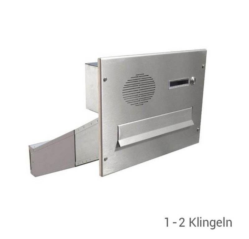 Letterbox24 Briefkasten D-042 Edelstahl Durchwurfbriefkasten und Busch-J. Sprechanlage (1 Klingel, Sprechsieb, Busch-Jäger Gegensprechanlage-Set in anthrazit) von Letterbox24