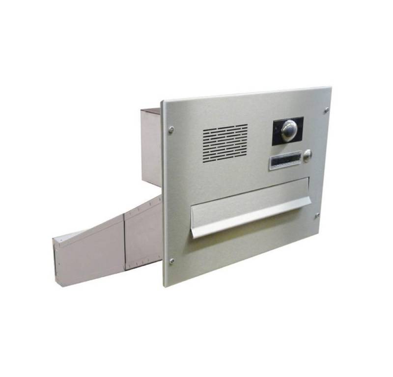 Letterbox24 Briefkasten D-042 Edelstahl Kamera Durchwurfbriefkasten mit Video 7 (Klingel, Sprechsieb, Busch-Jäger Kamera- + Audiomodul + Systemzentrale), mit Video-Innenstation Video 7'' in schwarz von Letterbox24