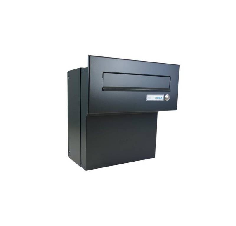 Letterbox24 Briefkasten F-04 Durchwurfbriefkasten in Anthrazit RAL 7016 mit Klingel (1 Klingeltaster), mit Namensschild und Klingel von Letterbox24