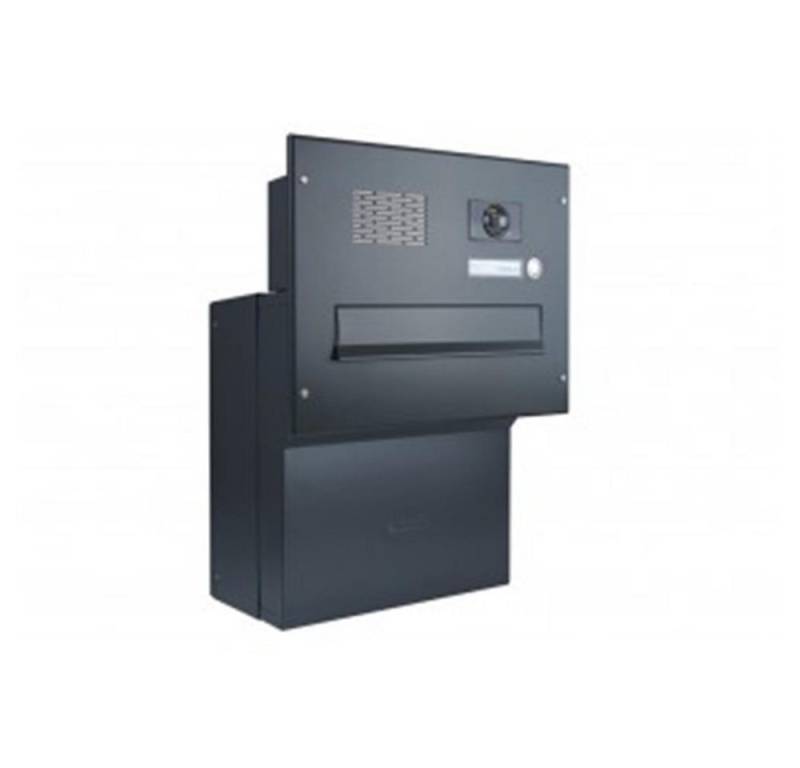 Letterbox24 Briefkasten F-04 Kamera Durchwurfbriefkasten in RAL 7016 mit Video WLAN 4.3 (Klingel, Sprechsieb, Busch-Jäger Kamera- + Audiomodul + Systemzentrale), mit Video-Innenstation 4.3 WLAN in weiß von Letterbox24