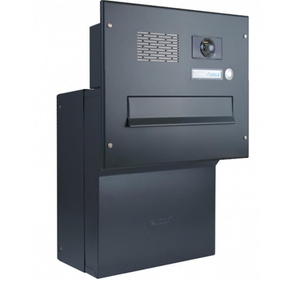 Letterbox24 Briefkasten F-Serie Kamera Durchwurfbriefkasten in RAL (Klingel, Sprechsieb, Busch-Jäger Kamera- + Audiomodul + Systemzentrale), mit Video-Innenstation Video 7'' in weiß - Briefkasten in RAL 9005 von Letterbox24