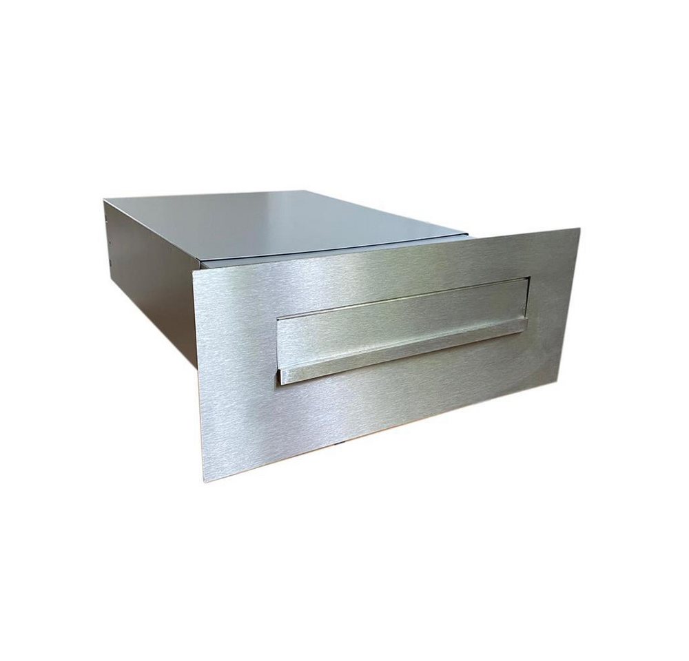 Letterbox24 Briefkasten FLAT Design Edelstahl Mauerdurchwurf Briefkasten BX-042 (ohne Namensschild), Ohne Namensschild von Letterbox24