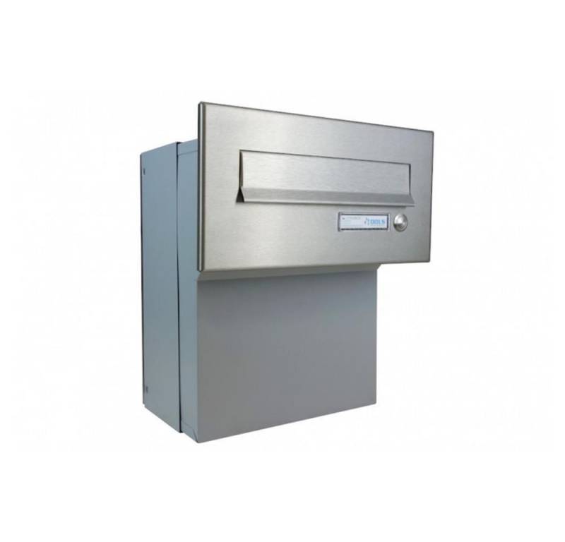 Letterbox24 Briefkasten F-046 Edelstahl Durchwurfbriefkasten mit Klingel & Namensschild (1 Klingeltaster), Mit Namensschild und Klingel von Letterbox24