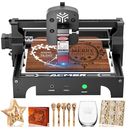 ACMER S1 3.5W tragbarer Lasergravierer, Mini-Desktopt Laserschneider mit 0.04mm Präzision, 10000 mm/min hoher Gravurgeschwindigkeit und einem Arbeitsbereich von 130 * 130mm (S1-3.5W) von LeuKoles