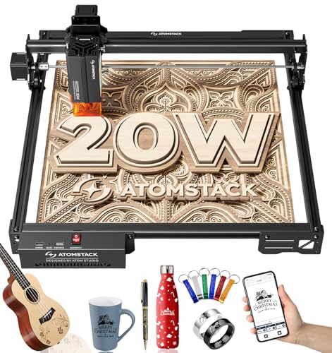 ATOMSTACK 20-Watt Lasergravierer, A20 PRO V2 Laser-Schneider für Profis, 400mm/s Hochgeschwindigkeit, 0.06mm hohe Genauigkeit Markierungsmaschine mit 400 * 400 mm Arbeitsbereich (A20 Pro V2) von LeuKoles
