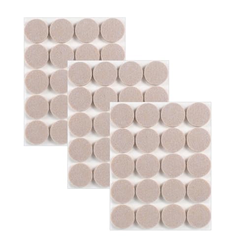 Leucasa 60 Stück Filzgleiter Selbstklebend 25mm Filzgleiter für Stühle Möbelgleiter 5mm Dicke für Möbelfüße, Stuhlbeine, zum Schutz von Hartholzböden (Beige, 25mm) von Leucasa