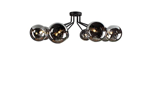 Deckenleuchte Neptun in Schwarz aus Metall,moderne Deckenlampe,8-flammige (8xG9 max.28Watt) Wohnzimmerlampe,Glasleuchte… von Leuchte.Store