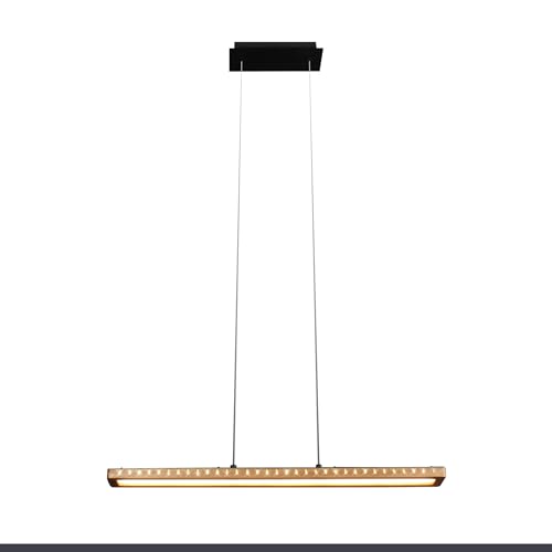 LED Pendelleuchte SOLARIS, moderne Hängelampe aus Aluminium in Holzoptik, max. Höhe 120 cm, Hängeleuchte,dimmbare Pendellampe,20 Watt,1700 Lumen,3000 Kelvin von Leuchte.Store