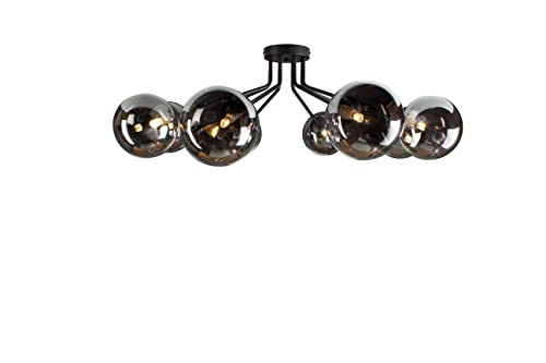 Leuchte.Store Deckenleuchte Neptun in Schwarz aus Metall,moderne Deckenlampe,8-flammige (8xG9 max.28Watt) Wohnzimmerlampe,Glasleuchte… von Leuchte.Store
