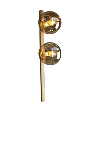 Wandleuchte Pluto, moderne Wandlampe aus Glas in Messing für Wohnzimmer & Esszimmer (2 flammig, 2xE14 max.25 Watt),Wandstrahler,Glasleuchte,Wohnzimmerlampe von Eco-Light Leuchten GmbH