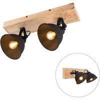 Cool Spot schwarz mit Holz 2 Lichter - Fors von Leuchten Direct