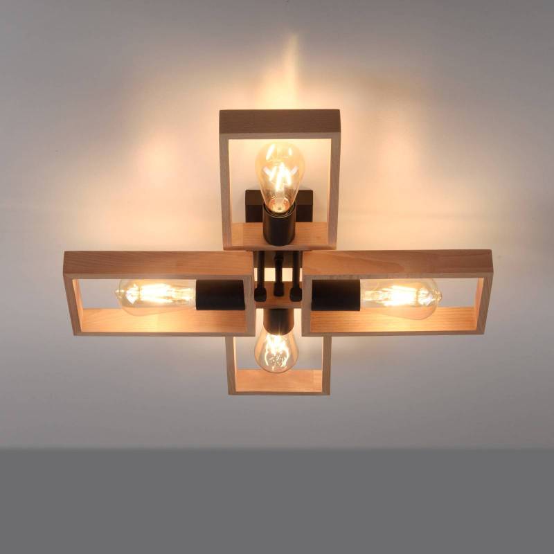 Deckenleuchte Frame aus Holz, vierflammig von JUST LIGHT. GmbH