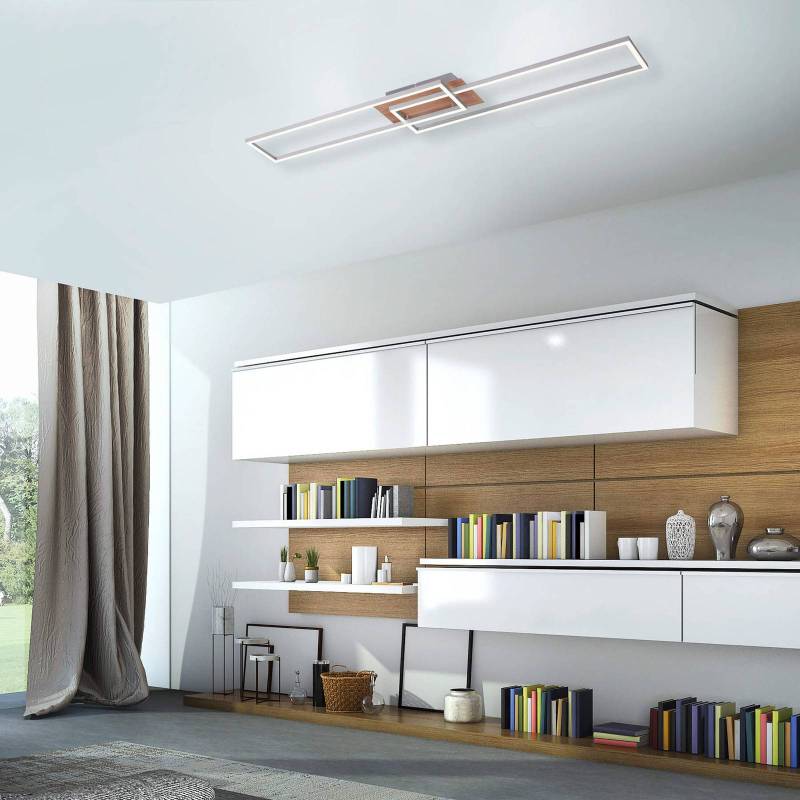LED-Deckenleuchte Iven, dim, stahl/holz, 110x25cm von JUST LIGHT. GmbH