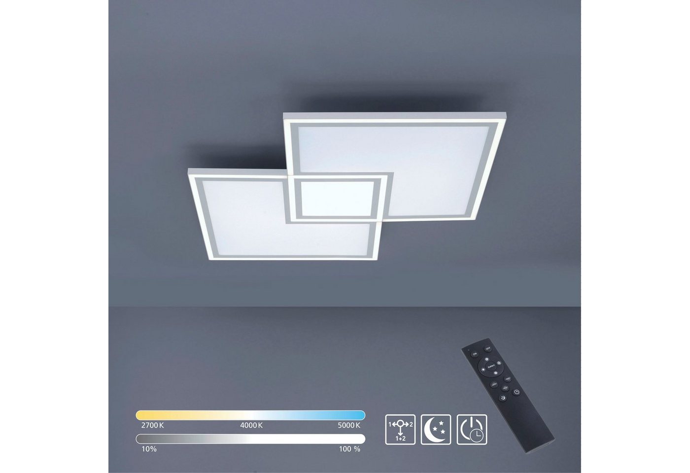 JUST LIGHT LED Panel EDGING, CCT - über Fernbedienung, Memory, nach Trennung vom Netz, dimmbar über Fernbedienung, LED fest integriert, warmweiß - kaltweiß, dimmbar über Fernbedienung,Fernbedienung, Funk inkl.,Serienschalter von JUST LIGHT