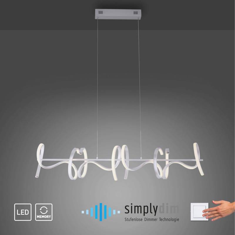 JUST LIGHT LED Pendelleuchte CURLS, Dimmfunktion, Memoryfunktion, LED fest integriert, Warmweiß, LED Hängelampe, LED Hängeleuchte, dimmbar von JUST LIGHT