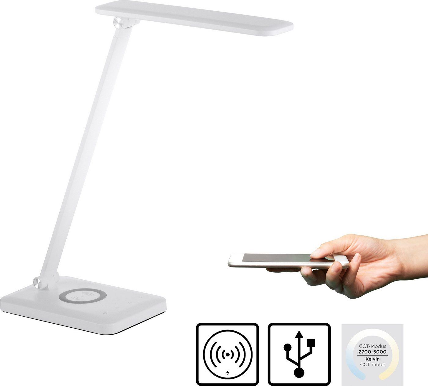 JUST LIGHT LED Tischleuchte FLORENTINA, Dimmfunktion, Farbsteuerung, USB-Ladefunktion, mehrere Helligkeitsstufen, LED fest integriert, Kaltweiß, Neutralweiß, Warmweiß, Touchdimmer, CCT, Ladefunktion für Handy über USB oder per Induktion JUST LIGHT LED Tischleuchte FLORENTINA, Dimmfunktion, Farbsteuerung, USB-Ladefunktion, mehrere Helligkeitsstufen, LED fest integriert, Kaltweiß, Neutralweiß, Warmweiß, Touchdimmer, CCT, Ladefunktion für Handy über USB oder per Induktion von JUST LIGHT
