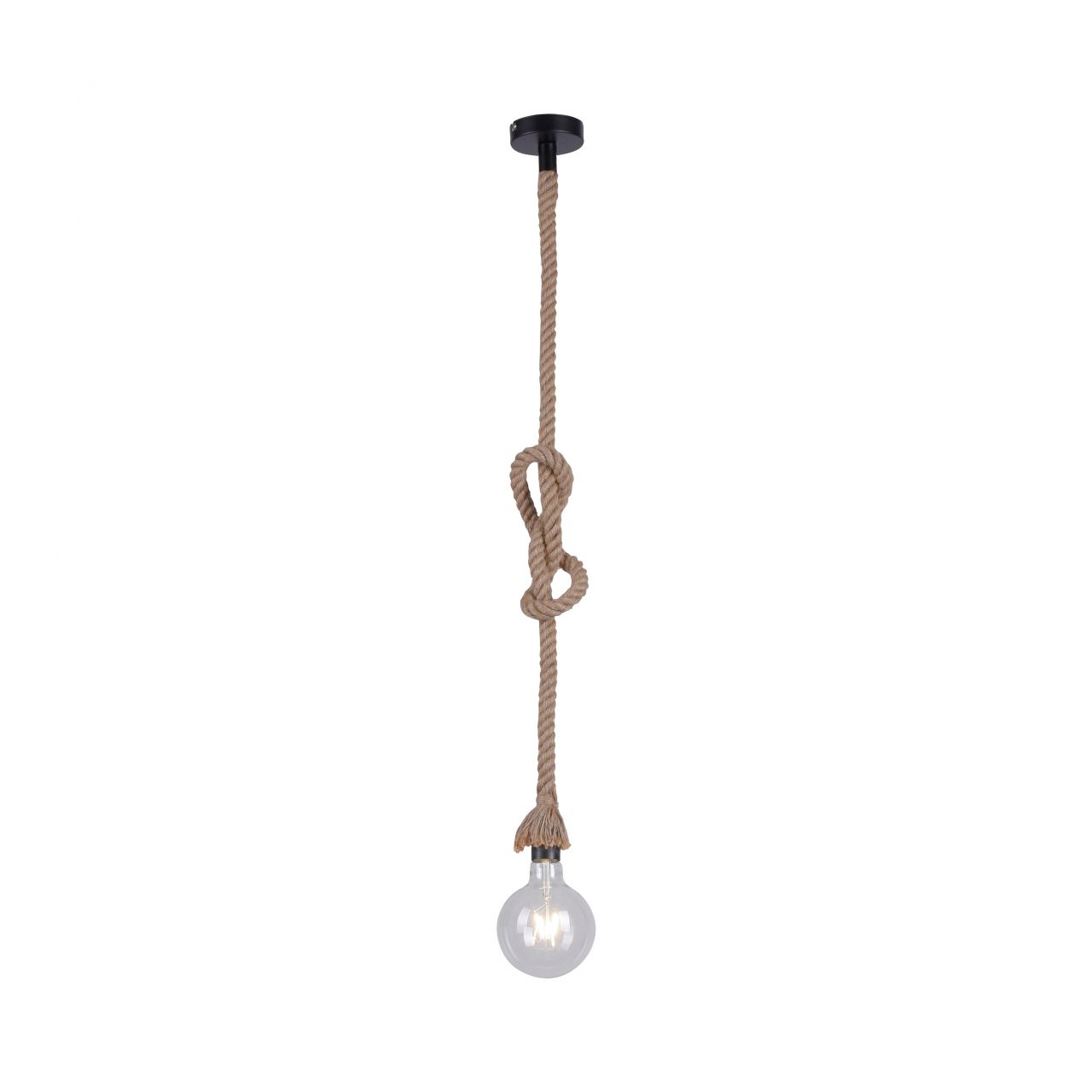 JustLight Pendelleuchte Rope schwarz-natur Ø 10 cm E27, max. 15 W von Just Light.